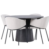 Jídelní stůl Lanzo φ120 - Mocca/Mocca +Jídelní židle Evelina - Černá / Světle šedá Velvet _4