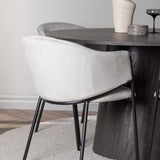 Jídelní stůl Lanzo φ120 - Mocca/Mocca +Jídelní židle Evelina - Černá / Světle šedá Velvet _4