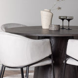 Jídelní stůl Lanzo φ120 - Mocca/Mocca +Jídelní židle Evelina - Černá / Světle šedá Velvet _4