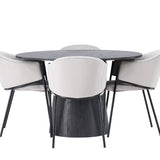 Jídelní stůl Lanzo φ120 - Mocca/Mocca +Jídelní židle Evelina - Černá / Světle šedá Velvet _4