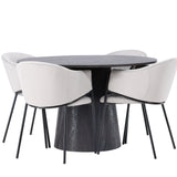 Jídelní stůl Lanzo φ120 - Mocca/Mocca +Jídelní židle Evelina - Černá / Světle šedá Velvet _4