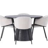 Jídelní stůl Lanzo φ120 - Mocca/Mocca +Jídelní židle Evelina - Černá / Světle šedá Velvet _4