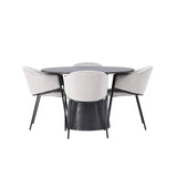 Jídelní stůl Lanzo φ120 - Mocca/Mocca +Jídelní židle Evelina - Černá / Světle šedá Velvet _4