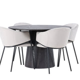 Jídelní stůl Lanzo φ120 - Mocca/Mocca +Jídelní židle Evelina - Černá / Světle šedá Velvet _4