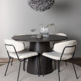 Jídelní stůl Lanzo φ120 - Mocca/Mocca +Chico jídelní židle - Černá / Bílá Boucle _4