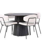 Jídelní stůl Lanzo φ120 - Mocca/Mocca +Chico jídelní židle - Černá / Bílá Boucle _4
