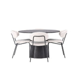 Jídelní stůl Lanzo φ120 - Mocca/Mocca +Chico jídelní židle - Černá / Bílá Boucle _4