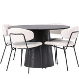 Jídelní stůl Lanzo φ120 - Mocca/Mocca +Chico jídelní židle - Černá / Bílá Boucle _4