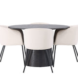 Lanzo jídelní stůl φ120 - Mocca/Mocca + Židle Berit - Černá / Béžová Velvet _4