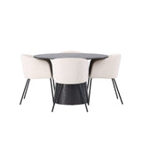 Lanzo jídelní stůl φ120 - Mocca/Mocca + Židle Berit - Černá / Béžová Velvet _4