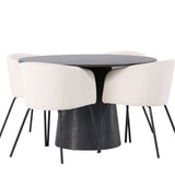 Lanzo jídelní stůl φ120 - Mocca/Mocca + Židle Berit - Černá / Béžová Velvet _4