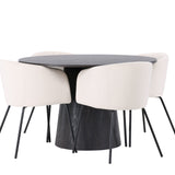 Lanzo jídelní stůl φ120 - Mocca/Mocca + Židle Berit - Černá / Béžová Velvet _4