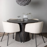 Lanzo jídelní stůl φ120 - Mocca/Mocca + Židle Berit - Černá / Béžová Velvet _4
