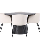 Lanzo jídelní stůl φ120 - Mocca/Mocca + Židle Berit - Černá / Béžová Velvet _4