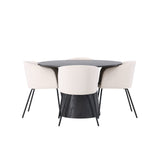 Lanzo jídelní stůl φ120 - Mocca/Mocca + Židle Berit - Černá / Béžová Velvet _4