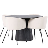 Lanzo jídelní stůl φ120 - Mocca/Mocca + Židle Berit - Černá / Béžová Velvet _4