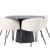 Lanzo jídelní stůl φ120 - Mocca/Mocca + Židle Berit - Černá / Béžová Velvet _4