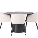 Lanzo jídelní stůl φ120 - Mocca/Mocca + Židle Berit - Černá / Béžová Velvet _4