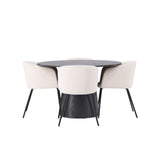 Lanzo jídelní stůl φ120 - Mocca/Mocca + Židle Berit - Černá / Béžová Velvet _4