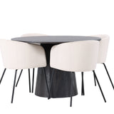 Lanzo jídelní stůl φ120 - Mocca/Mocca + Židle Berit - Černá / Béžová Velvet _4