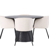 Lanzo jídelní stůl φ120 - Mocca/Mocca + Židle Berit - Černá / Béžová Velvet _4