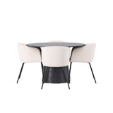 Lanzo jídelní stůl φ120 - Mocca/Mocca + Židle Berit - Černá / Béžová Velvet _4