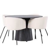 Lanzo jídelní stůl φ120 - Mocca/Mocca + Židle Berit - Černá / Béžová Velvet _4