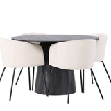 Lanzo jídelní stůl φ120 - Mocca/Mocca + Židle Berit - Černá / Béžová Velvet _4