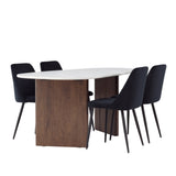 Grönvik Jídelní stůl 180*75 - Mocca / Offwhite Concretelook MDF + Noční jídelní židle - Černá / Black Velvet _4