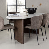 Jídelní stůl Grönvik 180*75 - Mocca / Offwhite Concretelook MDF + Jídelní židle Modesto - šedá / kouřová černá Boucle _4