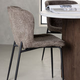 Jídelní stůl Grönvik 180*75 - Mocca / Offwhite Concretelook MDF + Jídelní židle Modesto - šedá / kouřová černá Boucle _4