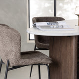 Jídelní stůl Grönvik 180*75 - Mocca / Offwhite Concretelook MDF + Jídelní židle Modesto - šedá / kouřová černá Boucle _4