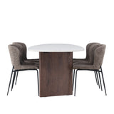 Jídelní stůl Grönvik 180*75 - Mocca / Offwhite Concretelook MDF + Jídelní židle Modesto - šedá / kouřová černá Boucle _4