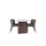 Jídelní stůl Grönvik 180*75 - Mocca / Offwhite Concretelook MDF + Jídelní židle Modesto - šedá / kouřová černá Boucle _4