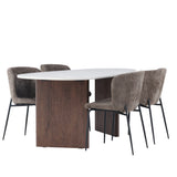 Jídelní stůl Grönvik 180*75 - Mocca / Offwhite Concretelook MDF + Jídelní židle Modesto - šedá / kouřová černá Boucle _4