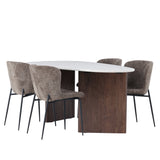 Jídelní stůl Grönvik 180*75 - Mocca / Offwhite Concretelook MDF + Jídelní židle Modesto - šedá / kouřová černá Boucle _4