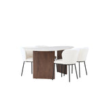 Jídelní stůl Grönvik 180*75 - Mocca / Offwhite Concretelook MDF + Jídelní židle Edina - Černá / Bílá Boucle _4