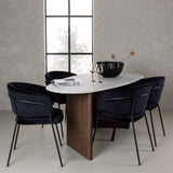 Jídelní stůl Grönvik 180*75 - Mocca / Offwhite Concretelook MDF + Jídelní židle Selma - Černá / Black Velvet _4