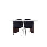 Jídelní stůl Grönvik 180*75 - Mocca / Offwhite Concretelook MDF + Jídelní židle Selma - Černá / Black Velvet _4