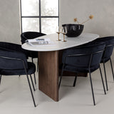 Jídelní stůl Grönvik 180*75 - Mocca / Offwhite Concretelook MDF + Jídelní židle Selma - Černá / Black Velvet _4