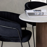 Jídelní stůl Grönvik 180*75 - Mocca / Offwhite Concretelook MDF + Jídelní židle Selma - Černá / Black Velvet _4