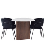 Jídelní stůl Grönvik 180*75 - Mocca / Offwhite Concretelook MDF + Jídelní židle Selma - Černá / Black Velvet _4