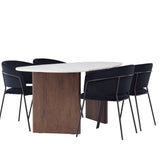 Jídelní stůl Grönvik 180*75 - Mocca / Offwhite Concretelook MDF + Jídelní židle Selma - Černá / Black Velvet _4