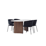 Jídelní stůl Grönvik 180*75 - Mocca / Offwhite Concretelook MDF + Jídelní židle Selma - Černá / Black Velvet _4