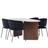 Jídelní stůl Grönvik 180*75 - Mocca / Offwhite Concretelook MDF + Jídelní židle Selma - Černá / Black Velvet _4