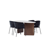 Jídelní stůl Grönvik 180*75 - Mocca / Offwhite Concretelook MDF + Jídelní židle Selma - Černá / Black Velvet _4