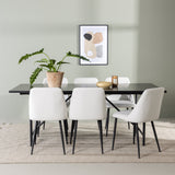 Astrid Jídelní stůl 200*75 - Matná černá / Matná černá MDF s dýhou + Noční jídelní židle - Černá / Bílá PU _6