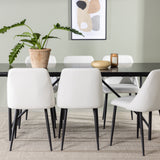 Astrid Jídelní stůl 200*75 - Matná černá / Matná černá MDF s dýhou + Noční jídelní židle - Černá / Bílá PU _6