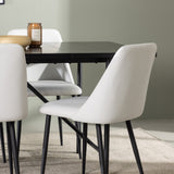Astrid Jídelní stůl 200*75 - Matná černá / Matná černá MDF s dýhou + Noční jídelní židle - Černá / Bílá PU _6