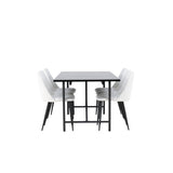 Astrid Jídelní stůl 200*75 - Matná černá / Matná černá MDF s dýhou + Noční jídelní židle - Černá / Bílá PU _6